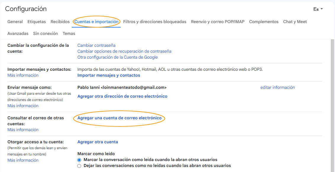 Consultar el correo de otras cuentas