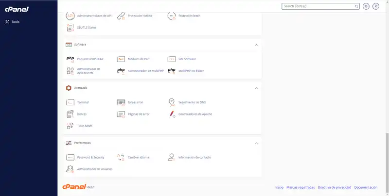 Portada de cPanel
